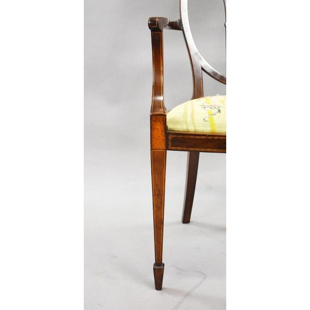 Brown Edwardian Sheraton Revival Mahogany Armchairs, 1900, Set of 2 For Sale - Image 8 of 9