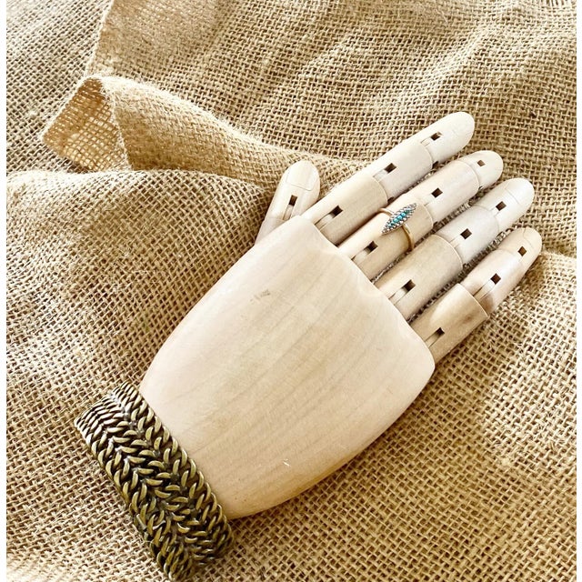 Mid-Century Modern Wide Brass Link Bracelet (Mexico) For Sale - Image 3 of 12