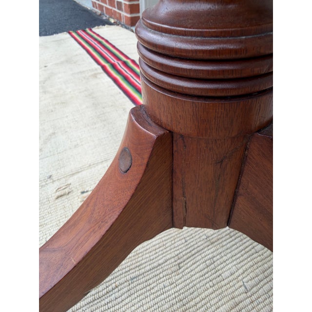 A Antique English Victorian Mahogany Tilt Top Candle Stand, Circa 1850's For Sale - Image 9 of 12