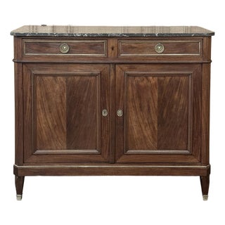 19th Century French Charles X Mahogany Marble Top Buffet For Sale