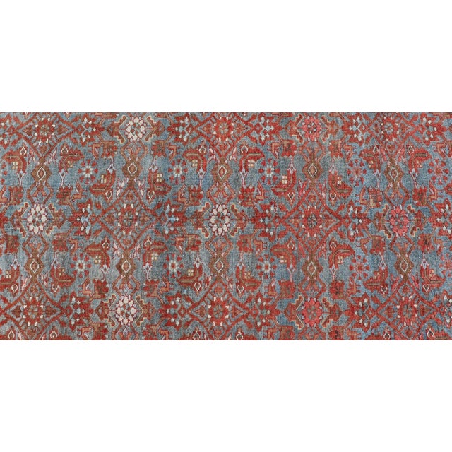 Persian Malayer Runner With Sub-Geometric Design in Blue, Red and Taupe 3.9 X 12.10 For Sale In Atlanta - Image 6 of 13