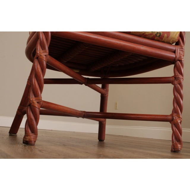 McGuire of San Francisco Painted Twisted Rattan Armchairs (B) - a Pair For Sale - Image 12 of 13