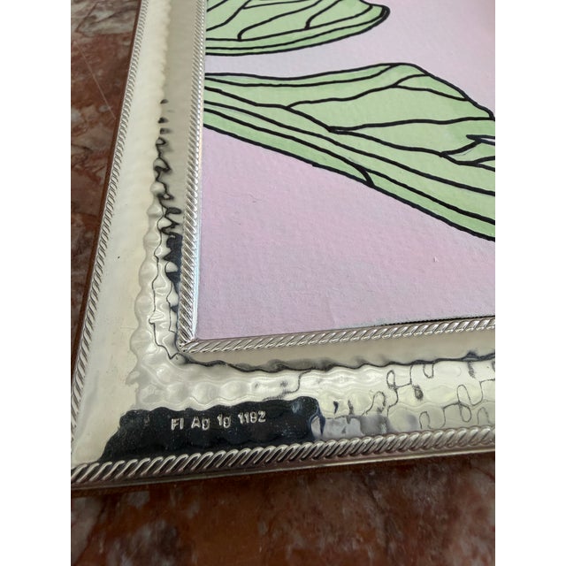 2010s Silver Plated Francesca Moretti Silverstar International Frame + Abstract Painting by Jette Moore For Sale - Image 5 of 12