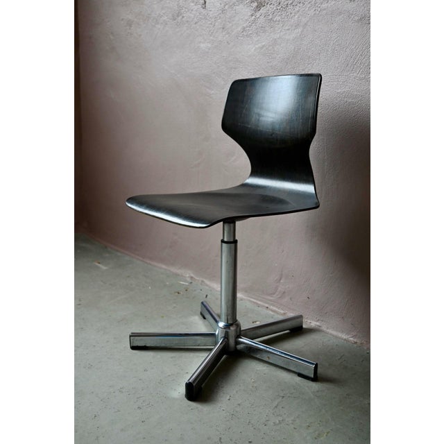Pagwood Black Swivel Office Chair by Pagholz, 1970s For Sale - Image 4 of 10