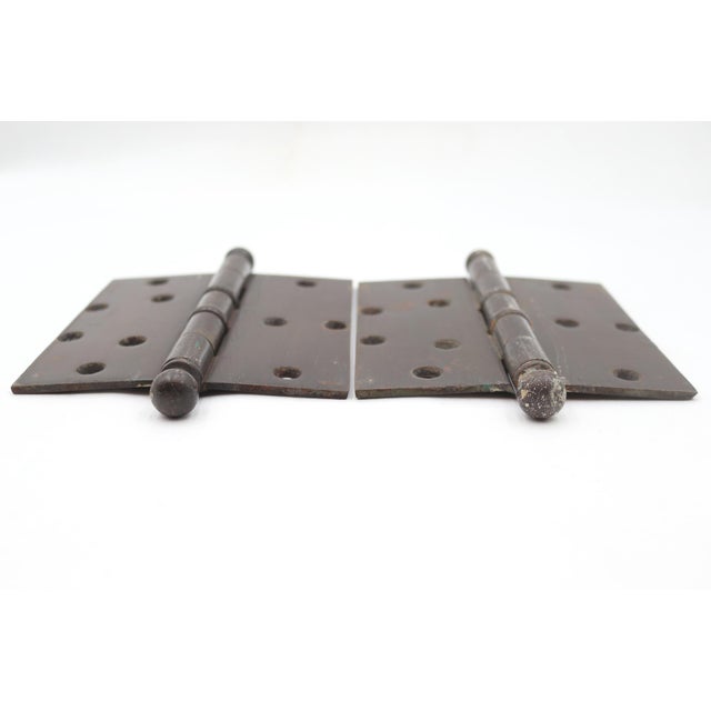 Traditional Pair of Vintage 5.25 X 6 In. Brushed Steel Door Hinges For Sale - Image 3 of 4