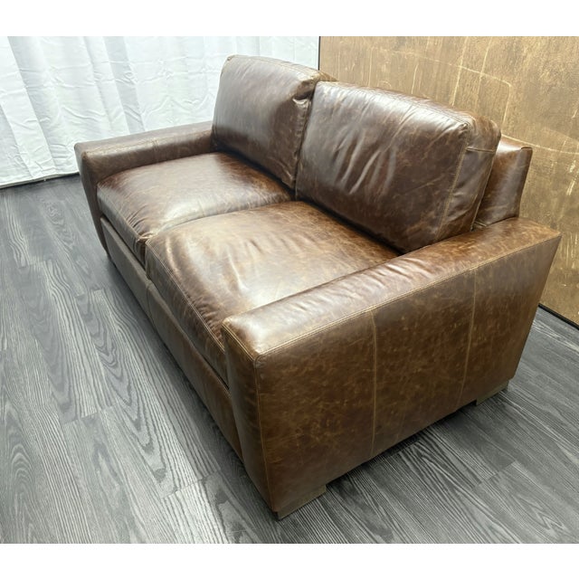 Rh Maxwell Leather 2-Cushion Sofa For Sale - Image 10 of 18