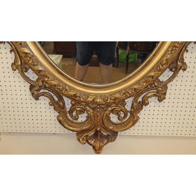 Large Mid 19th Century Gold Gilt American Philadelphia Floral Wall Mirror For Sale - Image 12 of 18