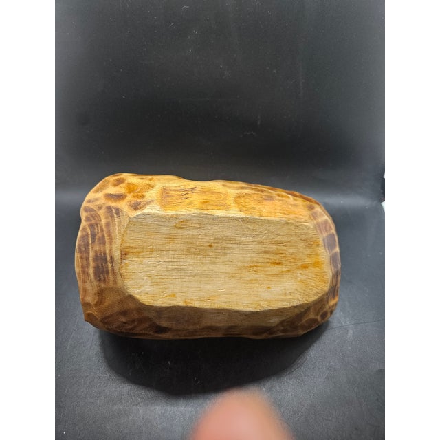 English Vintage Primitive Burl Wood Basket Bowl Handled Hand Carved Rustic For Sale - Image 3 of 3