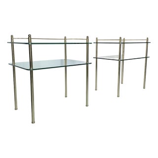 Vintage Side Table in Glass and Brass, 1970s For Sale