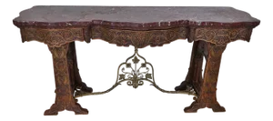19th Century 19th Century Carved and Gilt Iron, Red Marble Top Console Table