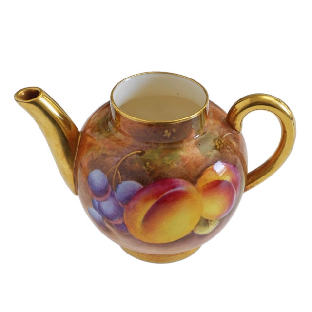 1950s Royal Worcester Orchard Miniature Tea Set – Peach, Blackberry & Grape – Signed For Sale In Philadelphia - Image 6 of 18