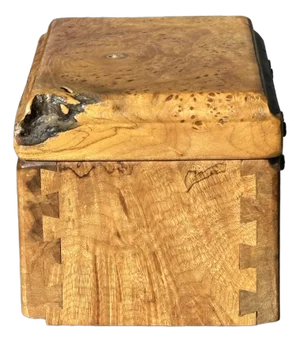 Birds Eye Maple Box With Live Edge and Dovetailed Edges Signed, Dated 1980