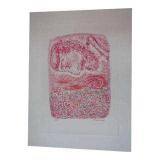 Vintage Anatoli Lvovich Kaplan Modern Pastel Drawing on Paper of a Shtetl Scene For Sale