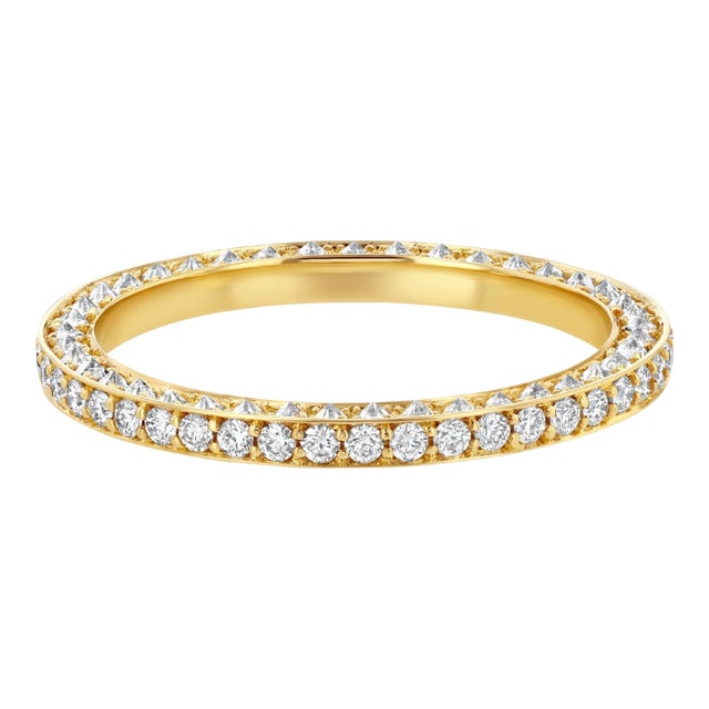 18k Yellow Gold White Diamond Band Size 5.5 For Sale