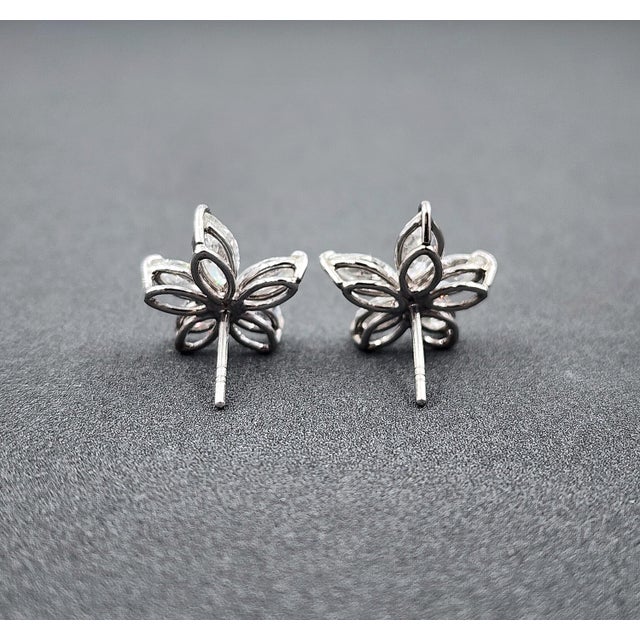 Metal 2.89 Ct Flower-Shaped Marquise Diamond Studs, A Pair For Sale - Image 7 of 8