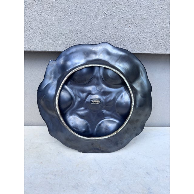 Mid-Century Modern Mid-Century Majolica Black Oyster Plate Vallauris For Sale - Image 3 of 3