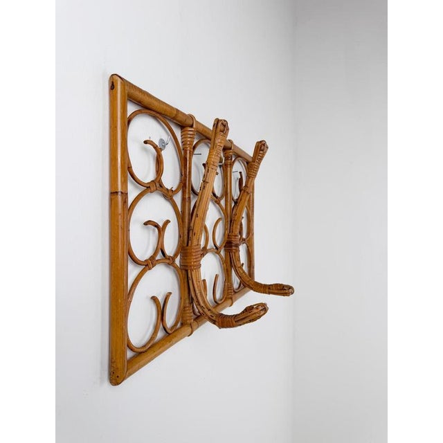 Mid-Century Italian Modern Cane, Rattan and Bamboo Wall-Mounted Coat Rack, 1960s For Sale - Image 18 of 18