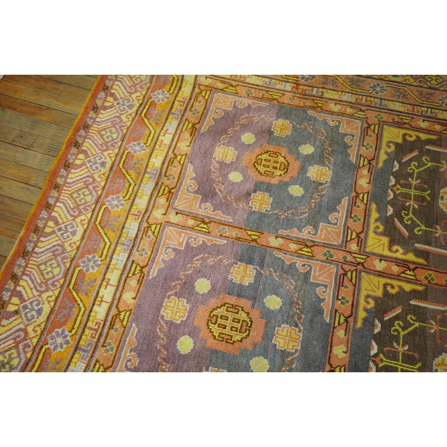 Eggplant Whimsical Khotan Gallery 20th Century Size Wool Oriental Rug For Sale - Image 4 of 6