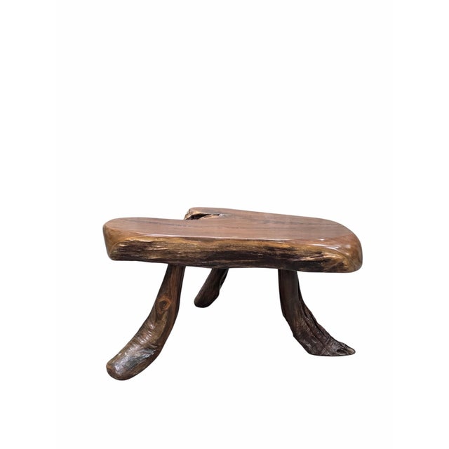 Brown Vintage Live Edge Wood Slab Table For Sale - Image 8 of 9