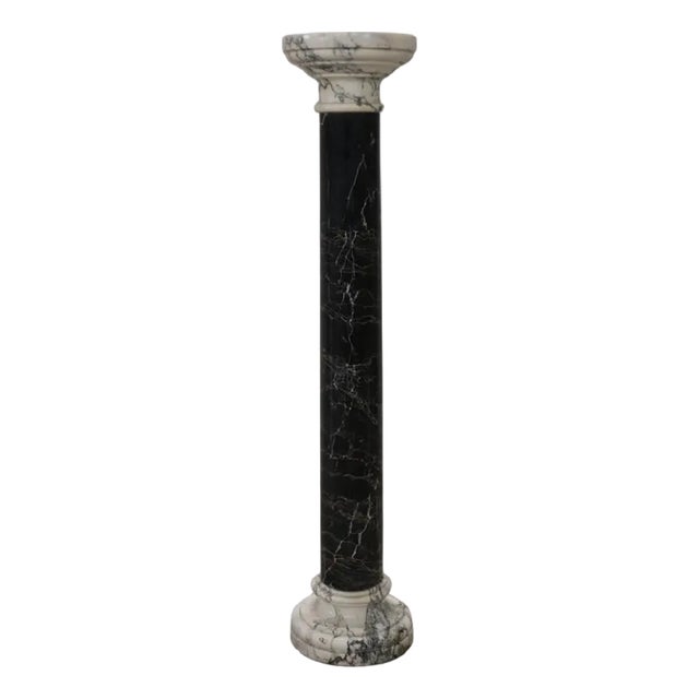 Antique Black and White Marble Column, 1800s For Sale
