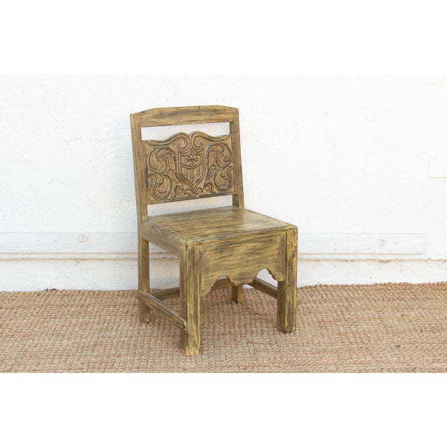 Carved Spanish Colonial Crest Chair For Sale - Image 9 of 9