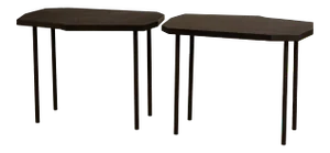 Asymmetrical 'Décagone' Black Leather Side Tables by Design Frères - a Pair