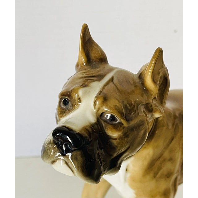 9,5” antique realistic dog sculpture figurine. Glazed porcelain. Collectible.