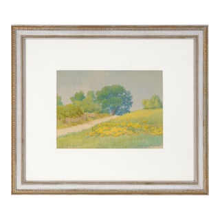 California Golden Poppies and Blue Oaks - Rural Landscape in Watercolor on Paper by Marie English Williams For Sale