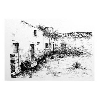 Carmelo Linciano, Courtyard Dwelling, Merine, Lithograph, 1985 For Sale
