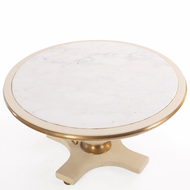 Hollywood Regency Lacquered and Bronze-Mounted Marble-Top Coffee Table in the Manner of William "Billy" Haines, C 1960 For Sale - Image 3 of 5