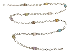 Gabriel & Co. Infinity Multicolor Gems 14k White Gold Fancy Bead Necklace 36"