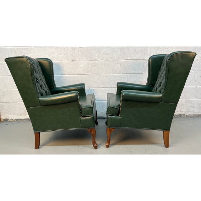 Vintage Wing-Backed Tufted Chesterfield Lounge Chairs For Sale - Image 10 of 14