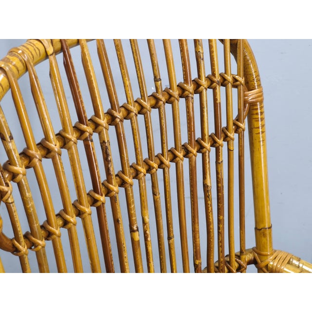 Mid-Century Italian Rattan Lounge Armchair, 1960s For Sale - Image 12 of 15