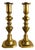 Antique English Brass Pusher Candlesticks, 1890s, Set of 2 For Sale