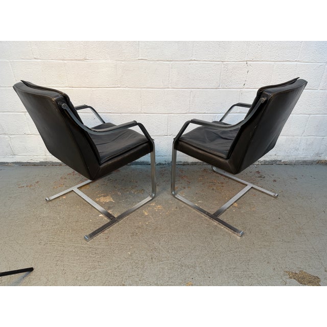 Mid 20th Century Leather and Chrome Armchairs Attributed to Rudolf Glatzel for Walter Knoll For Sale - Image 10 of 18