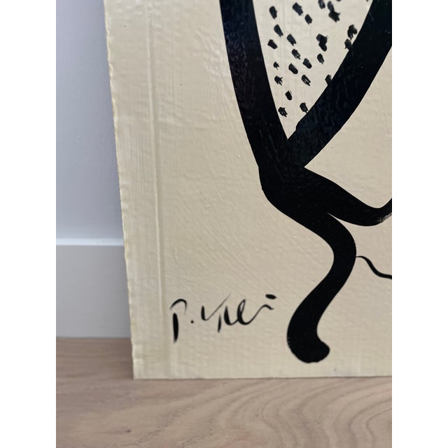 An original abstract portrait painted on cardboard by German Neo-Expressionist artist Peter Keil. Executed in Keil's...