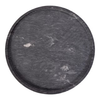 Artifacts Trading Company Decorative Round Marble Tray in Black For Sale