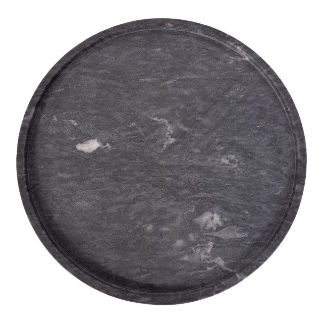 Artifacts Trading Company Decorative Round Marble Tray in Black For Sale