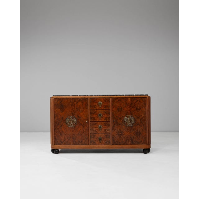 1920s Art Deco Wooden Sideboard with Marble Top For Sale - Image 16 of 18