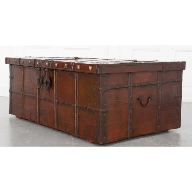 English 19th Century Teak and Iron-Framed Trunk For Sale - Image 4 of 13