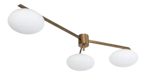 Vintage Angelo Lelli Style Italian Brass and Opaline Pendant Light
