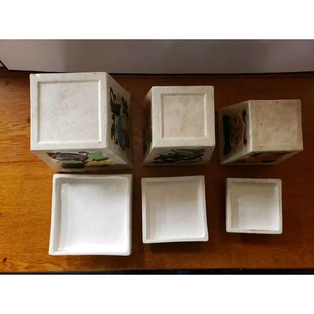 Ceramic 1969 Handmade Ceramic Canisters With Floral Motif, Flour, Sugar & Tea- Set of 3 For Sale - Image 7 of 7