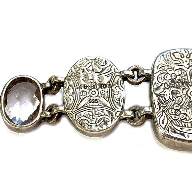 Late 20th Century Stephen Dweck Mop Quartz Sterling Silver Floral Toggle Clasp Bracelet For Sale - Image 5 of 5