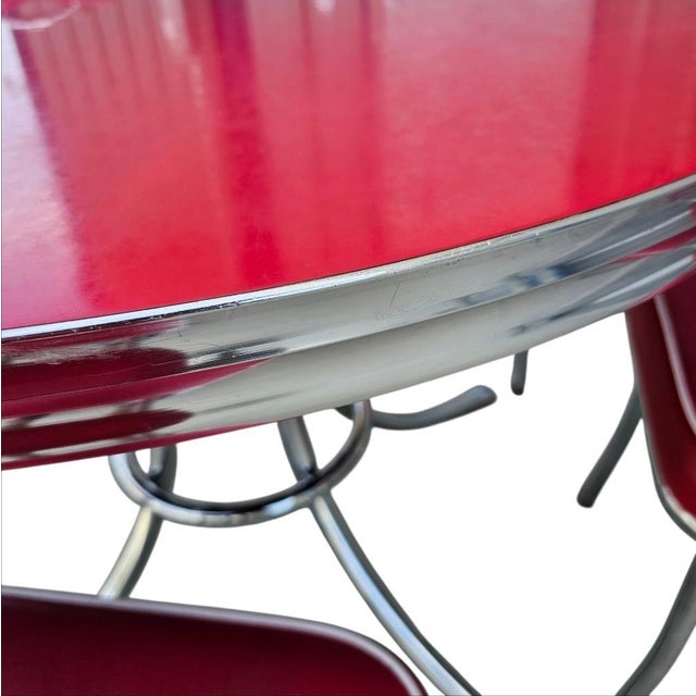 Ruby Red Vintage Table and Chairs Dining Set by Acme For Sale - Image 8 of 18