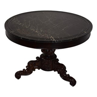 Early 1800's French Mahogany Gueridon W/Original Marble For Sale