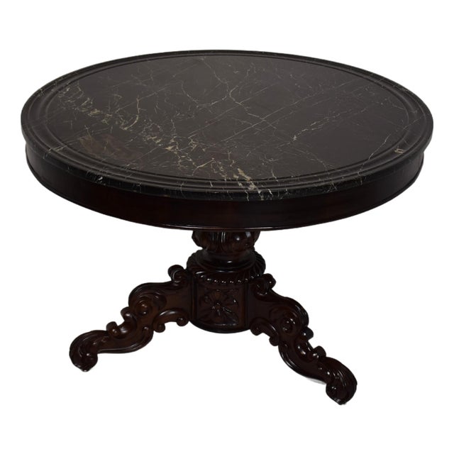 Early 1800's French Mahogany Gueridon W/Original Marble For Sale