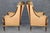 Pair Louis XVI Style Carved With Gilt Accent Wing Back Bergère Chairs For Sale - Image 4 of 15