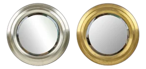 Round Brass and Nickel Plated Metal Mirrors, 1960s, Set of 2