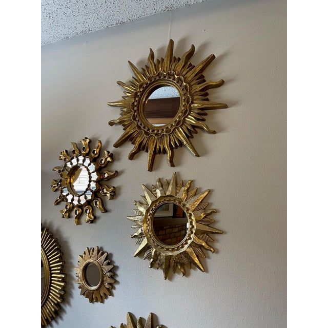 Vintage Mid 20th Century Bright Gold Sunburst Mirror For Sale - Image 12 of 12