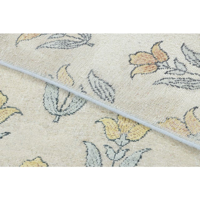 Textile Rug & Kilim’s Block Print Rug With Ivory Field and Gold Floral Blossoms For Sale - Image 7 of 7